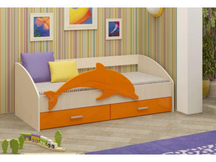 Детская кровать Дельфин-4 с ящиками и бортиком МДФ, спальное место 1,6х0,8 м